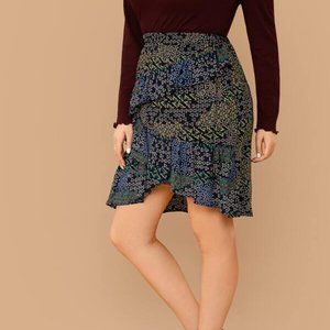 NEW SHEIN Boho Asymmetrical Hem Floral Skirt So Cute!!!
